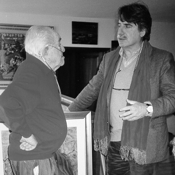Gino Covili con Paolo Crepet in visita allo studio - Pavullo, 2003